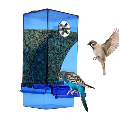 Automatischer Vogelfutterspender - Ohne Meess Vogelfutterstation, Transparent Acryl Vogelkäfig Zubehör | Doppelfach Hängender Samenfutterbehälter, Acryl Vogelkäfig Futterspender für Wellensittiche von Fisssure