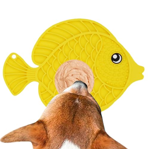 Fisssure Futtermatte für Hunde mit langsamer Fütterung, Matte mit langsamer Fütterung – Leckkissen für Hunde in Fischform, Leckerli-Spielzeug aus Silikon für Hunde mit Saugnapf, von Fisssure