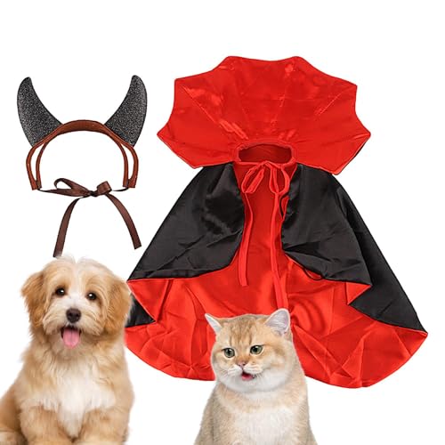 Fisssure Halloween-Kostüm für Hunde, verstellbarer Vampir-Katzen-Umhang, kreative Urlaubskostüme, Katzen-Cosplay-Bekleidung für kleine, mittelgroße Hunde, Katzen von Fisssure