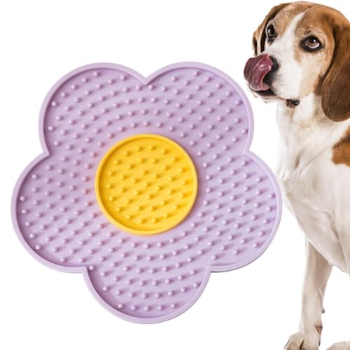 Fisssure Leckmatte für Hunde, Leckmatte für kleine Hunde - Slow-Feeder-Matte für gesunde Ernährung | Leckmatte verbessert das Butter-Leckpad-Erlebnis, interaktives Haustierspielzeug, Blumen-Silikonpad von Fisssure