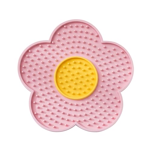 Fisssure Leckmatte für kleine Hunde, Leckmatte für Haustiere | Saugnäpfe sichern die Leckmatte | Leckmatte verbessert das Butter-Leckpad-Erlebnis, interaktives Haustierspielzeug, Blumen-Silikonpad zum von Fisssure