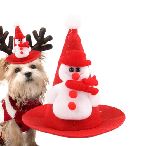 Fisssure Weihnachts-Hundemütze, Weihnachtsmütze für Hund - Partyhut Haustier Weihnachtsmannmützen - Cosplay-Kostümzubehör, spitzer Hut, Katzenhüte, Weihnachtskopfbedeckung für die Festliche von Fisssure