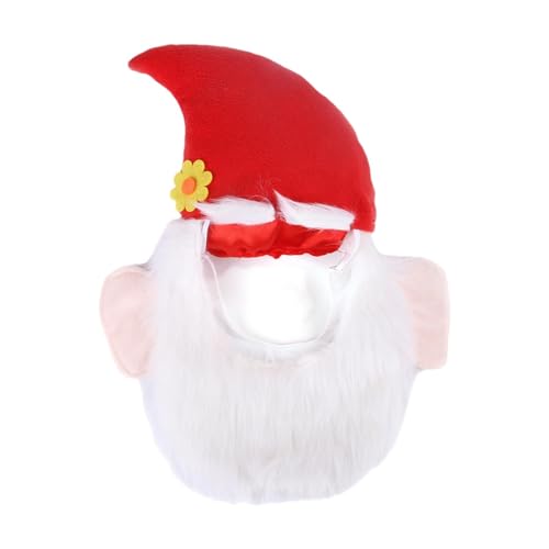 Fisssure Weihnachtsmütze für Hunde – Blumen-Weihnachtsmütze mit realistischem Plüschbart – bequeme, verstellbare Haustier-Kopfbedeckung mit Gummiband für mittelgroße und große Hunde von Fisssure