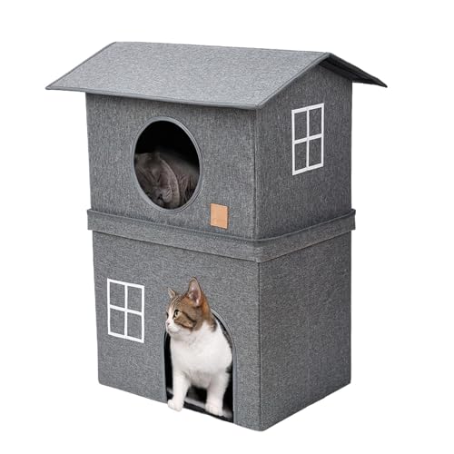 Katzenmöbel für den Innenbereich, zusammenklappbares Katzenhaus, Katzenhaus-Design, platzsparendes Katzenhaus, Haustierbett für den Innenbereich, Katzenversteck, schnell zusammengebautes Katzenhaus, W von Fisssure