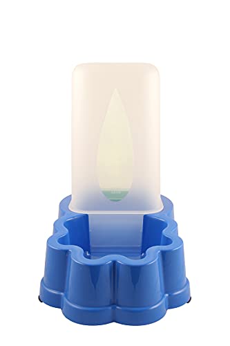 Automatische Haustier-Wasserflasche, Futterspender, Schwerkraft-Futterstation, Katzen- und Hundenapf, 2,5 Tassen, Blau von Fit Fly