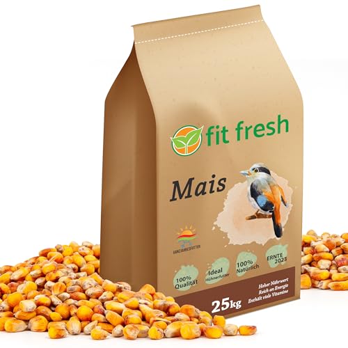 FitFresh Futtermais Mais gelb 25 kg Taubenfutter Huhnerfutter Karpfen Futter Geflugel Wild Futter 25KG Fischmehl Angelfutter Meis Futter von Fit Fresh