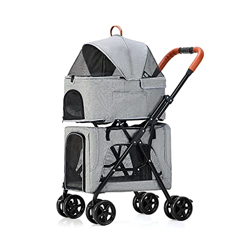 2-lagiger Hunde-Kinderwagen, Haustier-Kinderwagen, Haustier-Kinderwagen for Hunde und Katzen, doppelstöckiger Haustier-Hunde-Kinderwagen, ideal for Zwillinge oder mehrere, atmungsaktive Reisetrage, gr von Fitlin