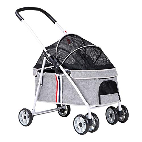 Carriage Haustier-Kinderwagen for Katzen/Hunde, atmungsaktiver Hundekinderwagen mit reißverschlusslosem Einstieg und Verstellbarer Markise, Hundewagen for kleine, mittelgroße Hunde bis 20 kg von Fitlin