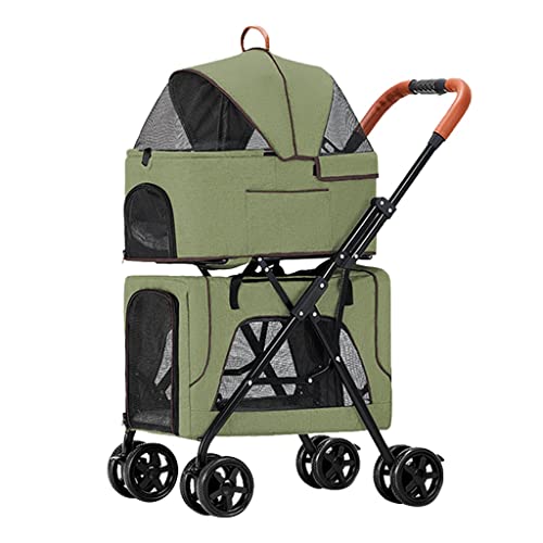 Doppelter Haustier-Kinderwagen for 2 Hunde/Katzen, Hunde-Kinderwagen, atmungsaktiver Haustier-Reise-Kinderwagen-Träger, abnehmbarer Käfig, faltbarer doppellagiger Haustier-Trolley, ideal for Zwillinge von Fitlin