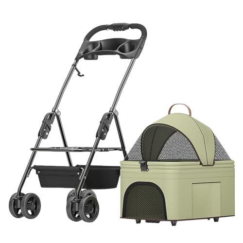 Faltbarer Haustier-Kinderwagen, Reisekäfigträger, atmungsaktiver Hunde-Kinderwagenwagen, Haustier-Hunde-Kinderwagen for kleine mittelgroße Hunde, Haustier-Katzen-Kinderwagen, teilbarer Hundewagen mit von Fitlin