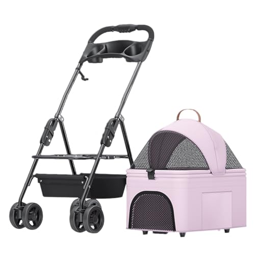 Faltbarer Haustier-Kinderwagen, Reisekäfigträger, atmungsaktiver Hunde-Kinderwagenwagen, Haustier-Hunde-Kinderwagen for kleine mittelgroße Hunde, Haustier-Katzen-Kinderwagen, teilbarer Hundewagen mit von Fitlin