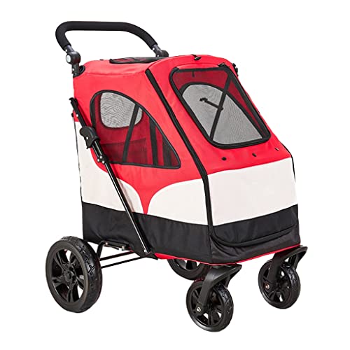 Großer Hunde-Kinderwagen, Hunde-Kinderwagen, luxuriöser Haustier-Kinderwagen for mittelgroße und große Hunde, Haustier-Kinderwagen mit 4 Rädern, Haustierausrüstung, Hundewagen for Katzen, Hunde und me von Fitlin