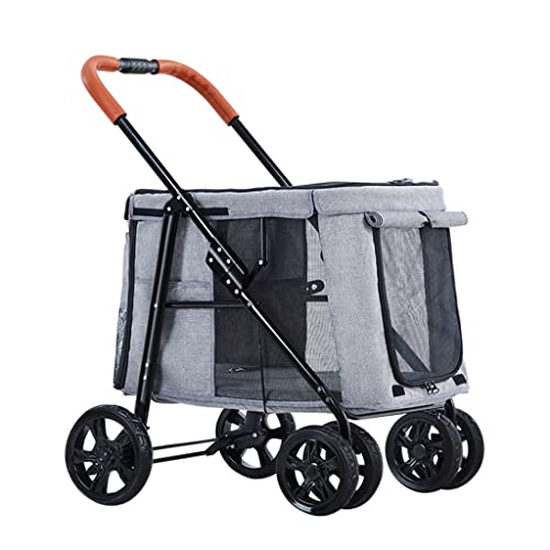 Großer Hunde-Kinderwagen for große Hunde, luxuriöser Hunde-Kinderwagen, Premium-Haustier-Kinderwagen mit 4 Rädern, Haustier-Ausrüstung, Haustier-Kinderwagen for Katzen, Hunde und mehr, faltbarer Kinde von Fitlin