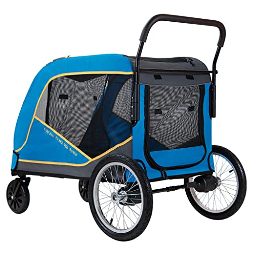 Großer Hundewagen for große Hunde und 4 Katzen, Hundewagen for große Hunde, robuster Hundewagen, Reisewagen, großer Hundewagen for Zwei oder mehrere Haustiere(Blue) von Fitlin