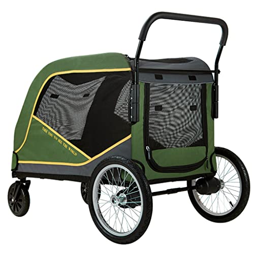 Großer Hundewagen for große Hunde und 4 Katzen, Hundewagen for große Hunde, robuster Hundewagen, Reisewagen, großer Hundewagen for Zwei oder mehrere Haustiere(Green) von Fitlin