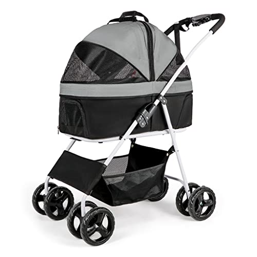 Haustier-Hunde-Kinderwagen for mittelgroße Hunde, Katzen-Hunde-Kinderwagen, Reise-Tragewagen, Haustier-Kinderwagen, Abnehmbarer Hundewagen, Kinderwagen for kleine Hunde, einfach zusammenklappbar(Dark von Fitlin