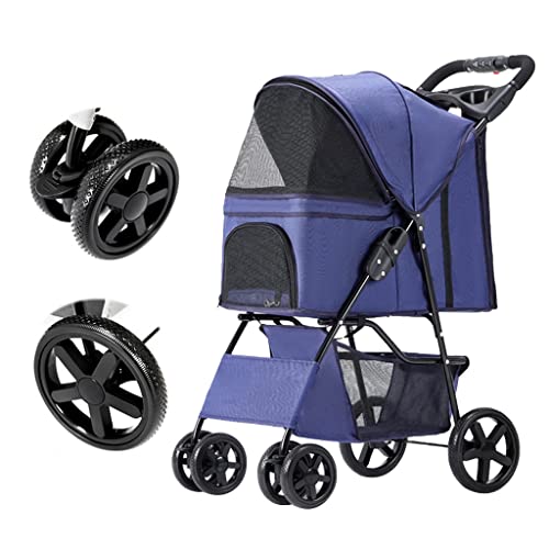 Haustier-Hundewagen for kleine, mittelgroße Hunde und Katzen, Haustier-Hundekatzen-Kinderwagen, leichter zusammenklappbarer Haustier-Reisewagen, Premium-Hundewagen, Katzenwagen-Kinderwagen mit Getränk von Fitlin