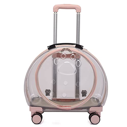 Haustier Katze Puggy Rucksackträger für kleine Hunde, Hundekinderwagen Atmungsaktiver Reiserucksackträger mit Rädern, Multifunktionale Katze Hund Transportbox Haustier Kinderwagen mit großem Raum(Pink von Fitlin