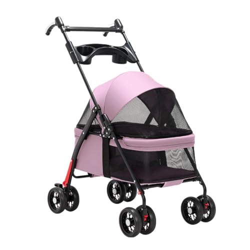 Haustier-Kinderwagen, Kinderwagen for Hunde und Katzen, Faltbarer Wagenträger, Haustier-Katzen-Hunde-Kinderwagen mit Getränkehalter-Tablett, Haustier-Hunde-Kinderwagen for kleine Hunde, Verstellbarer von Fitlin