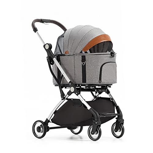 Haustier-Kinderwagen for Katzen und Hunde, teilbarer Hunde-Kinderwagen, 4-Rad-Haustier-Kinderwagen for kleine, mittelgroße Hunde, Buggy-Kinderwagen, Leichter zusammenklappbarer Reisewagen(Grey a) von Fitlin