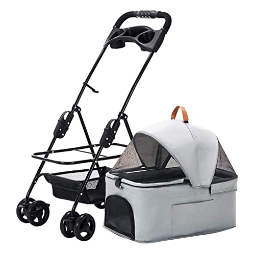 Haustier-Kinderwagen for kleine mittelgroße Hunde, Hunde-Kinderwagen, Katzen-Kinderwagen mit abnehmbarem Getränkehalter, faltbarer 4-Rad-Hundewagen, Kinderwagen, Reiseträger, atmungsaktiver Wagen(Gray von Fitlin