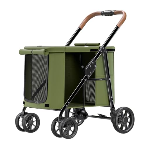 Haustier-Reise-Kinderwagen, faltbarer Wagen, Hunde-Kinderwagen for große Hunde, Haustier-Hunde-Kinderwagen, zusammenklappbar, großer Platz, Hunde-Kinderwagen, Luxus-Multi-Tragetasche for Katzen, Hunde von Fitlin