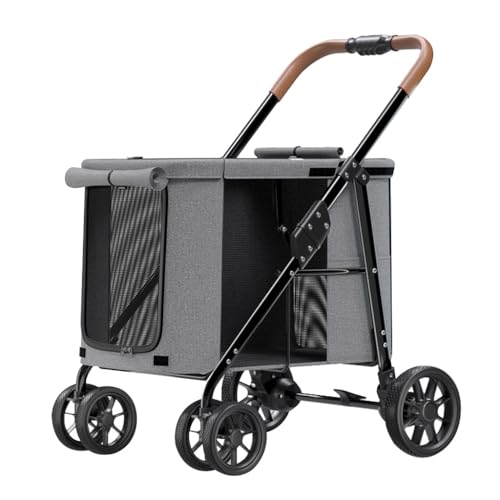 Haustier-Reise-Kinderwagen, faltbarer Wagen, Hunde-Kinderwagen for große Hunde, Haustier-Hunde-Kinderwagen, zusammenklappbar, großer Platz, Hunde-Kinderwagen, Luxus-Multi-Tragetasche for Katzen, Hunde von Fitlin