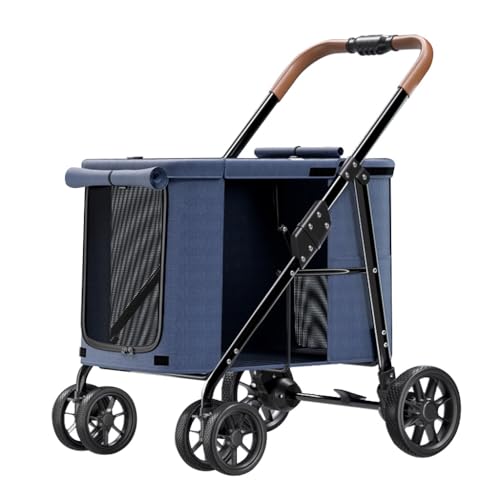 Haustier-Reise-Kinderwagen, faltbarer Wagen, Hunde-Kinderwagen for große Hunde, Haustier-Hunde-Kinderwagen, zusammenklappbar, großer Platz, Hunde-Kinderwagen, Luxus-Multi-Tragetasche for Katzen, Hunde von Fitlin