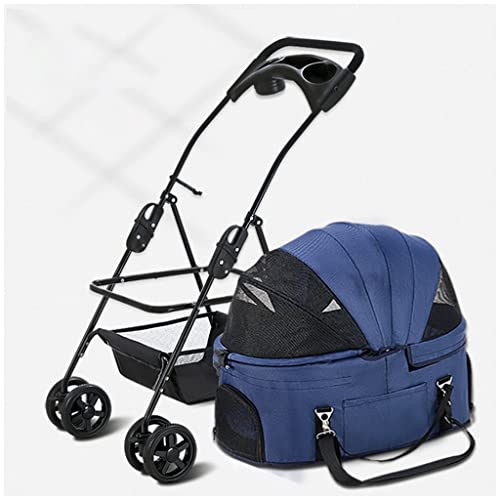 Haustierwagen for kleine und mittelgroße Hunde/Katzen, Hundewagen for mittelgroße Hunde, Hundewagen, Katzenwagen, Premium-Haustierwagen, Abnehmbarer Transportwagen mit Getränkehalter(Blue) von Fitlin