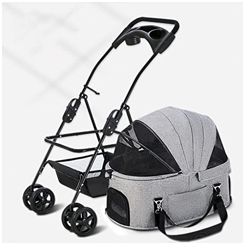 Haustierwagen for kleine und mittelgroße Hunde/Katzen, Hundewagen for mittelgroße Hunde, Hundewagen, Katzenwagen, Premium-Haustierwagen, Abnehmbarer Transportwagen mit Getränkehalter(Gray a) von Fitlin