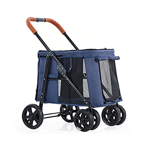 Hunde-Kinderwagen, luxuriöser großer Haustier-Kinderwagen, Hunde-Kinderwagen for große Hunde, faltbarer Transportwagen, Premium-Haustier-Kinderwagen, 4-Rad-Haustier-Kinderwagen for Katzen, Hunde und m von Fitlin