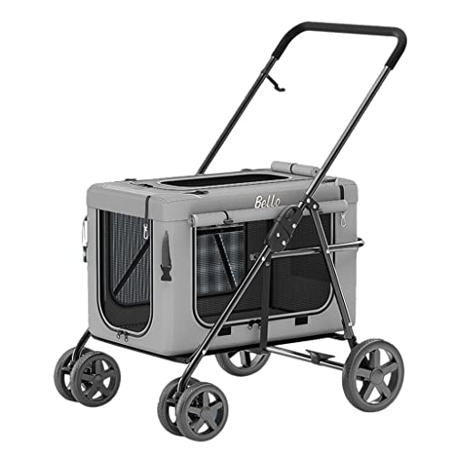 Hunde-Kinderwagen bis 20 kg, Katzen-Hunde-Kinderwagen for kleine Hunde, Pet Gear Kleiner Hunde-Kinderwagen ohne Reißverschluss for Katzen/Hunde, Hunde-Kinderwagen-Kinderwagen mit verstellbarer Markise von Fitlin