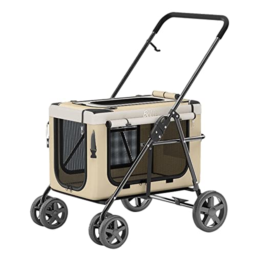 Hunde-Kinderwagen bis 20 kg, Katzen-Hunde-Kinderwagen for kleine Hunde, Pet Gear Kleiner Hunde-Kinderwagen ohne Reißverschluss for Katzen/Hunde, Hunde-Kinderwagen-Kinderwagen mit verstellbarer Markise von Fitlin