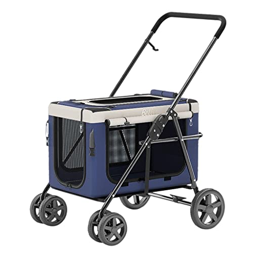 Hunde-Kinderwagen bis 20 kg, Katzen-Hunde-Kinderwagen for kleine Hunde, Pet Gear Kleiner Hunde-Kinderwagen ohne Reißverschluss for Katzen/Hunde, Hunde-Kinderwagen-Kinderwagen mit verstellbarer Markise von Fitlin