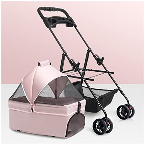 Hunde-Kinderwagen for kleine und mittelgroße Hunde mit Getränkehalter, Hunde-Kinderwagen, Haustier-Kinderwagen, Katzen-Hunde-Kinderwagen, Reise-Kinderwagen mit abnehmbarem Tragewagen, Zugang ohne Reiß von Fitlin