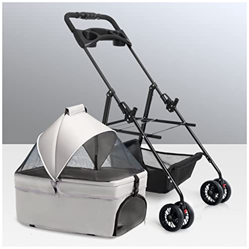 Hunde-Kinderwagen for kleine und mittelgroße Hunde mit Getränkehalter, Hunde-Kinderwagen, Haustier-Kinderwagen, Katzen-Hunde-Kinderwagen, Reise-Kinderwagen mit abnehmbarem Tragewagen, Zugang ohne Reiß von Fitlin