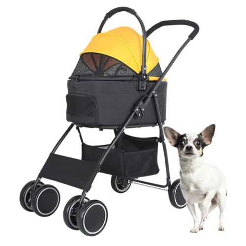 Hunde-Kinderwagen for mittelgroße Hunde, zusammenklappbarer Reise-Trolley-Träger for Haustiere, getrennte Hunde-Kinderwagen for kleine Hunde/2 Katzen und Hunde, Hunde-Kinderwagen mit Tragegriff von Fitlin