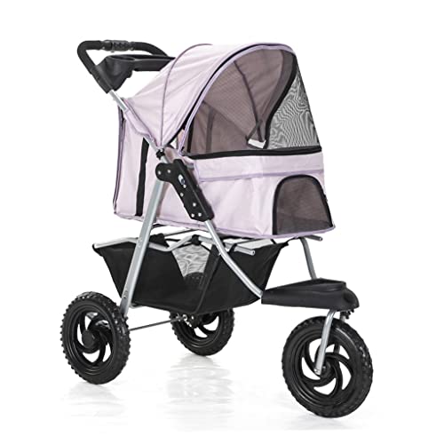 Hunde-Kinderwagen mit 3 Rädern for mittelgroße und kleine Hunde mit großen Rädern, Haustier-Kinderwagen for Katzen/Hunde, Kinderwagen-Tragetasche, Hunde-Kinderwagen, faltbarer Wagen mit Getränkehalter von Fitlin