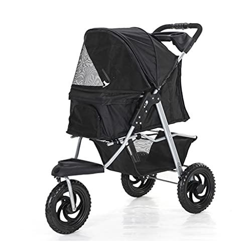 Hundekinderwagen, 3 Räder, Haustier-Kinderwagen for Katzen/Hunde, Kinderwagenträger, große Räder, Hundewagen, Kinderwagen for mittelgroße und kleine Hunde, faltbarer Hundewagen mit Getränkehalter, Bel von Fitlin