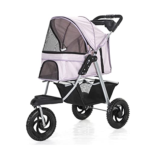 Hundekinderwagen, 3 Räder, Haustier-Kinderwagen for Katzen/Hunde, Kinderwagenträger, große Räder, Hundewagen, Kinderwagen for mittelgroße und kleine Hunde, faltbarer Hundewagen mit Getränkehalter, Bel von Fitlin