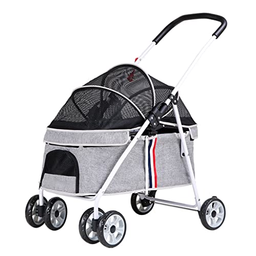 Hundekinderwagen for kleine Hunde, Katzenkinderwagen mit reißverschlusslosem Einstieg, Haustierkinderwagen for kleine und mittelgroße Hunde bis 20 kg, Hundekinderwagen mit verstellbarer Markise(Gray a von Fitlin