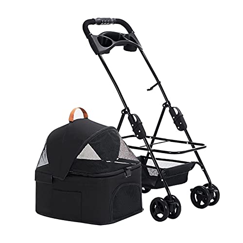 Hundekinderwagen for kleine mittelgroße Hunde, Premium-Kinderwagen for Katzen, Hunde und Haustiere mit abnehmbarem Getränkehalter, leichter Kinderwagen, atmungsaktiver Kinderwagen mit Reißverschluss o von Fitlin