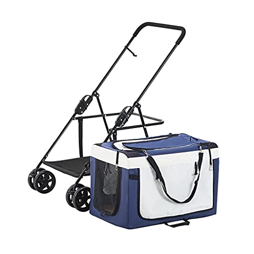 Hundetransporter, Kinderwagen for kleine Hunde, Leichter Hundewagen for 2 Hunde, Katzen, Welpen und Kätzchen, Faltbarer Wagen, atmungsaktiver Kinderwagen for Katzen und Hunde(Blue) von Fitlin