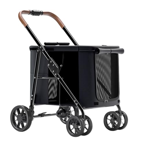 Hundewagen, faltbar, für große Hunde, zusammenklappbar, großer Raum, luxuriöser Reise-Kinderwagen für Katzen, Hunde und mehr (Nero) von Fitlin