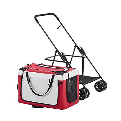 Hunde-Kinderwagen for kleine Hunde, Leichter Hunde-Kinderwagen for 2 Hunde, Katzen, Welpen und Kätzchen, atmungsaktiver Kinderwagen for Katzen, Hunde und mehr, Faltbarer Tragewagen(Red) von Fitlin