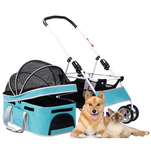 Katzen-Hunde-Kinderwagenwagen, zusammenklappbarer Kinderwagenträger for die Reise, Haustier-Hundewagen for mittelgroße Hunde, abnehmbarer Haustier-Kinderwagen, Hundewagenwagen, Katzenwagen, Hundewagen von Fitlin