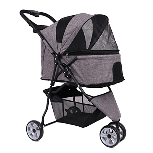 Katzen-Kinderwagen, Hunde-Kinderwagen for kleine und mittelgroße Hunde, 3-rädriger Hunde-Kinderwagen, zusammenklappbarer Hunde-Kinderwagen, Buggy, leichter Haustier-Kinderwagen, Reisewagen, Kinderwage von Fitlin