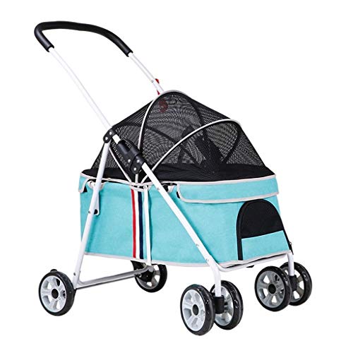 Katzen-Kinderwagen for kleine Hunde, Haustier-Kinderwagen for reißverschlusslosen Einkaufswagen, Hunde-Buggy-Kinderwagen mit verstellbarer Markise, Hunde-Kinderwagen for kleine mittelgroße Hunde(Blue) von Fitlin