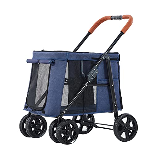 Kinderwagen for große Hunde, mehrere Haustiere, Katzenwagen, zusammenklappbar, 2 Katzenwagen, Hundewagen for große Hunde, Kinderwagen for Reisen mit Zwei oder Mehreren Haustieren, belastbar bis zu 30 von Fitlin