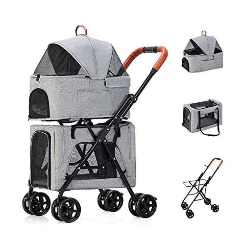 Luxuriöser Doppel-Hundewagen, Haustier-Kinderwagen for kleine Hunde, Katzen und mehr, doppellagiger Welpen-Kinderwagen, kleine Hunde, Haustier-Reisewagen, Transportbox, Katzen- und Hundewagen, Kinderw von Fitlin